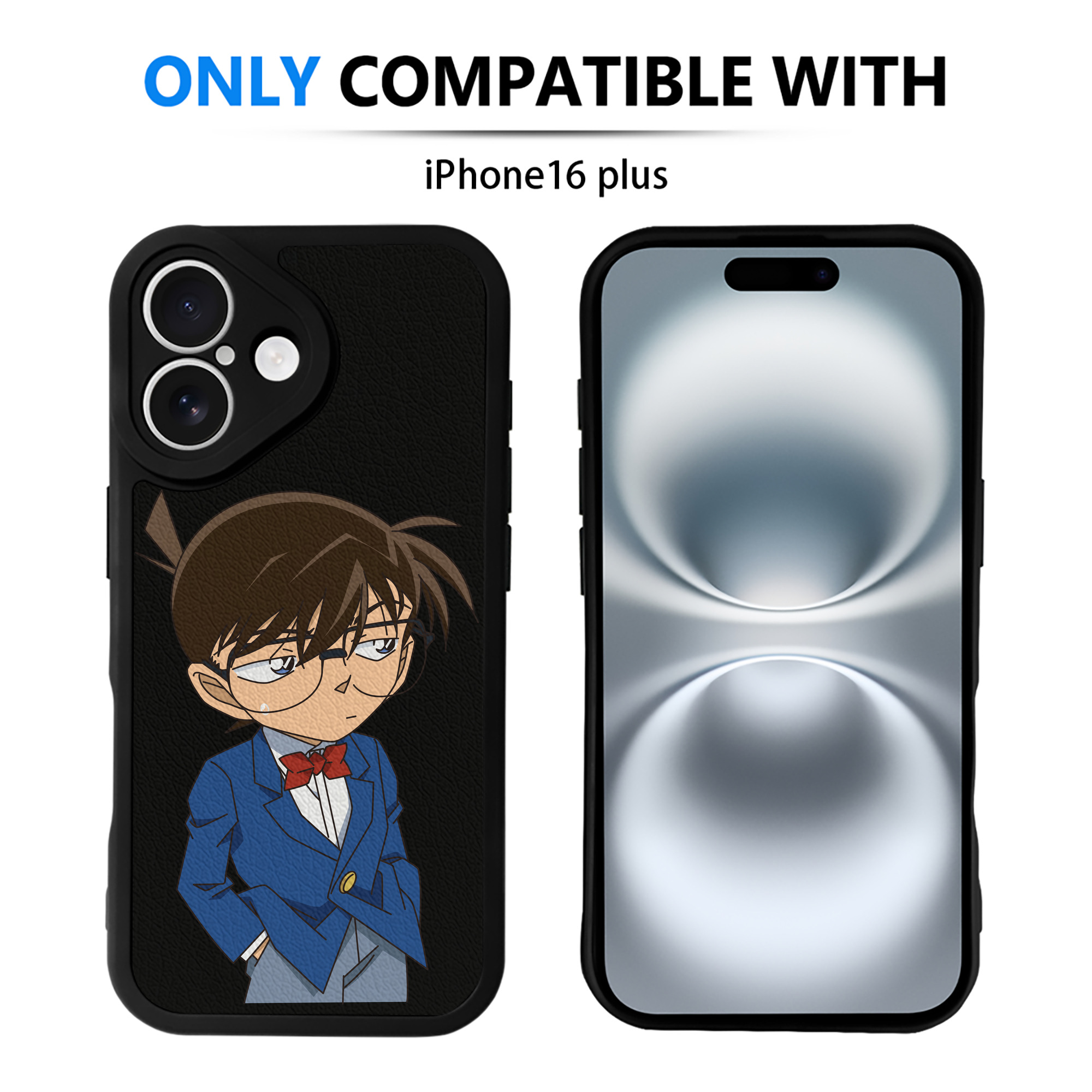（画像用） 名探偵コナン 江戸川 コナン Detective Conan Conan Edogawa 【iPhone 16シリーズ対応】シリコンスマホケース（レザー調） 材質：シリコン